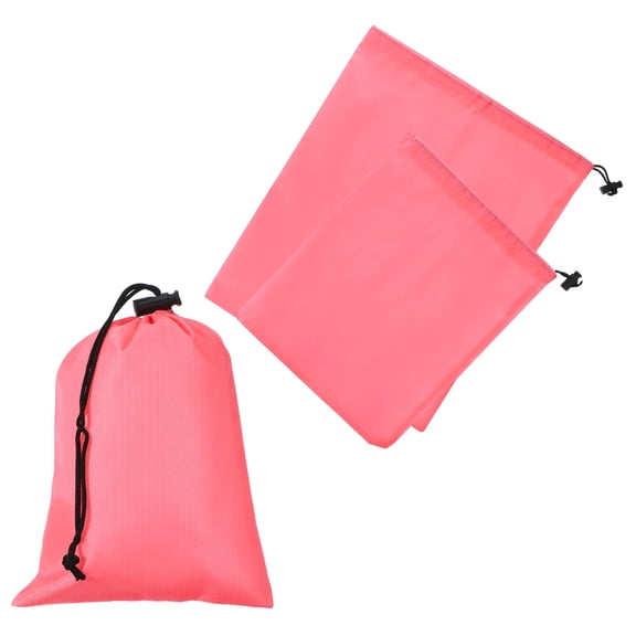 Uxcell Drawstring Bag with Toggle, Stuff Sack String Waterproof Travel Storage Bags for Gym Travel 3 Size & 3 Pack & Pink