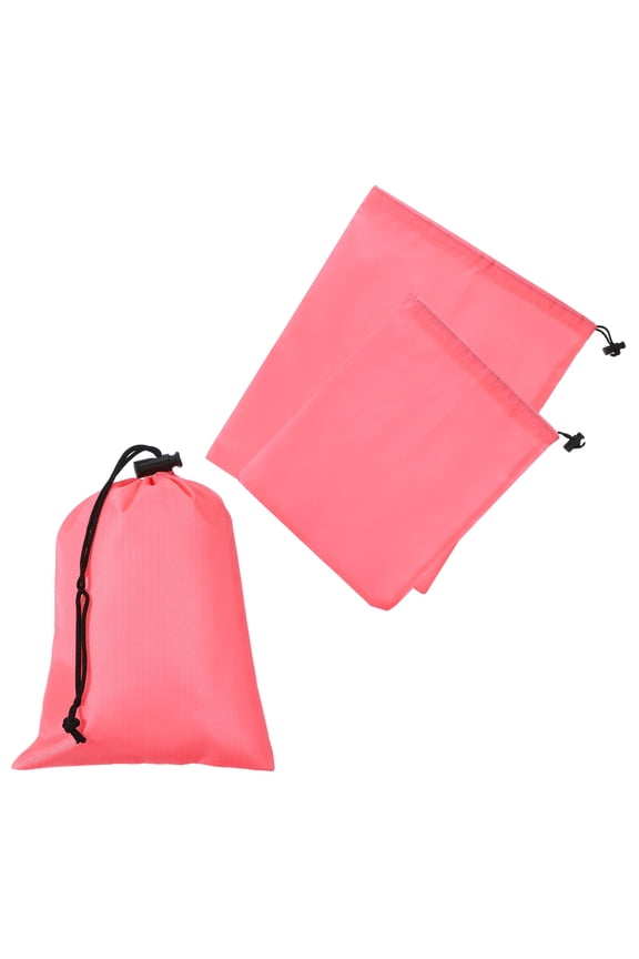 Drawstring Bag with Toggle, Stuff Sack String Waterproof Travel Storage Bags for Gym Travel 3 Size & 3 Pack & Pink