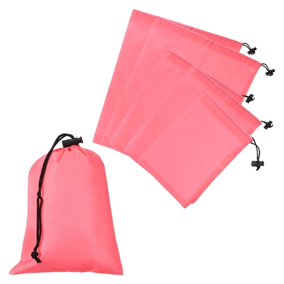 Uxcell Drawstring Bag with Toggle, Stuff Sack String Waterproof Travel Storage Bags for Gym Travel 3 Size & 6 Pack & Pink
