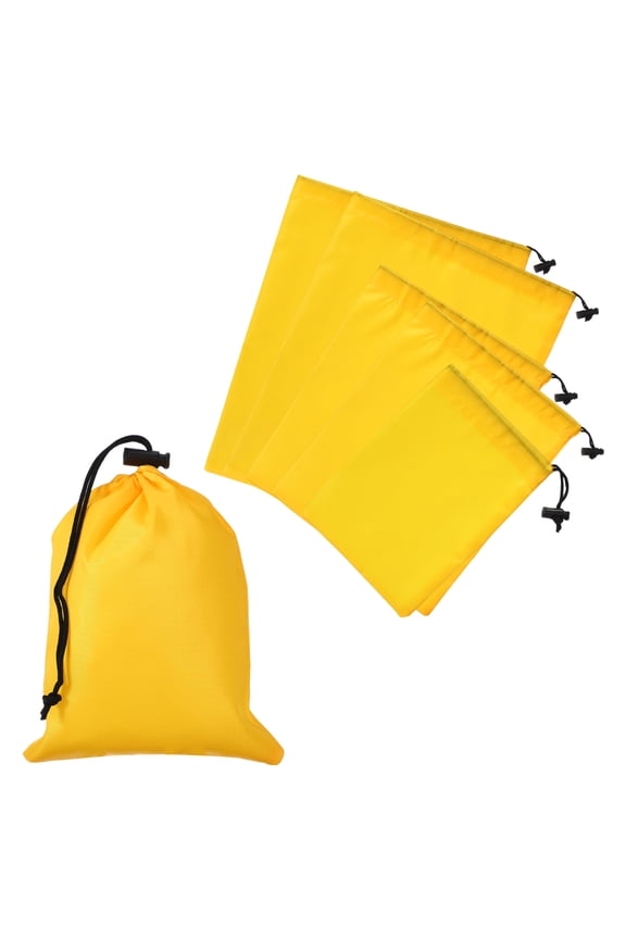 Drawstring Bag with Toggle, Stuff Sack String Waterproof Travel Storage Bags for Gym Travel 3 Size & 6 Pack & Yellow