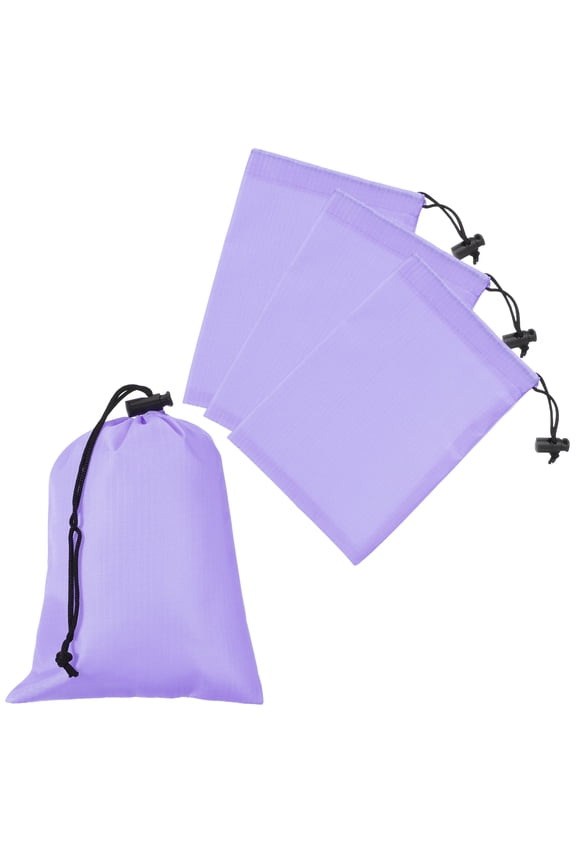 Drawstring Bag with Toggle, Stuff Sack String Waterproof Travel Storage Bags for Gym Travel 6 x 8 Inch & 4 Pack & Light Purple
