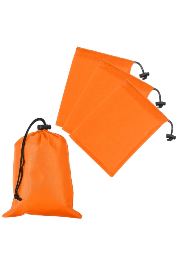 Drawstring Bag with Toggle, Stuff Sack String Waterproof Travel Storage Bags for Gym Travel 6 x 8 Inch & 4 Pack & Orange