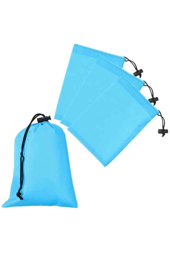 Drawstring Bag with Toggle, Stuff Sack String Waterproof Travel Storage Bags for Gym Travel 6 x 8 Inch & 4 Pack & Sky Blue