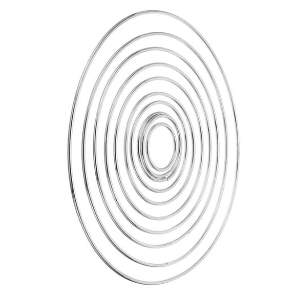 Uxcell Dream Catcher Rings Set, 10 Sizes Metal Macrame Wreath Floral Round Ring Hoop, Silver