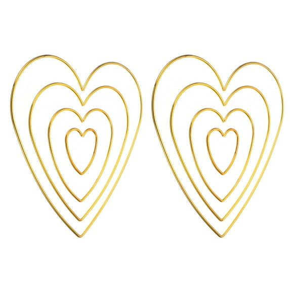Uxcell Dream Catcher Rings Set, 2 Set 4 Sizes Metal Heart Shape Macrame Wreath Floral Hoop, Gold