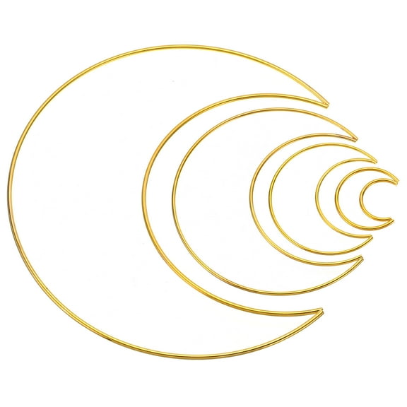 Uxcell Dream Catcher Rings Set, 2 Set 4 Sizes Metal Moon Shape Macrame Wreath Floral Ring Hoop, Gold