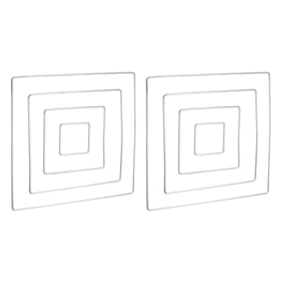 Uxcell Dream Catcher Rings Set, 2 Set 4 Sizes Metal Square Shape Macrame Wreath Floral Ring Hoop, Silver