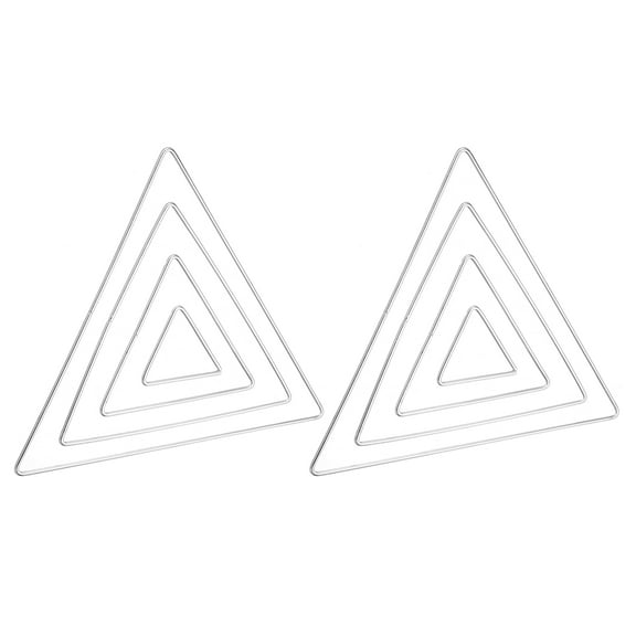 Uxcell Dream Catcher Rings Set, 2 Set 4 Sizes Metal Triangle Shape Macrame Wreath Floral Ring Hoop, Silver