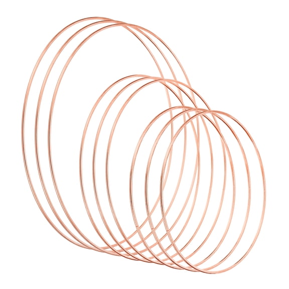 Uxcell Dream Catcher Rings Set, 3 Sizes Metal Macrame Wreath, Rose Gold
