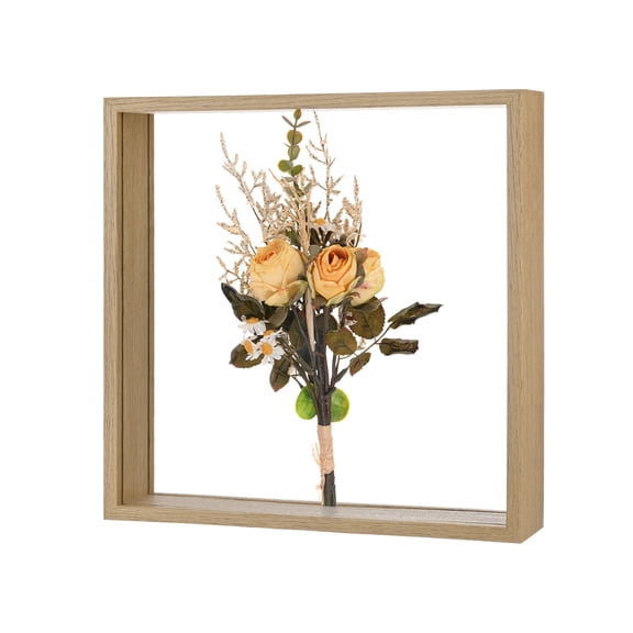 Uxcell Dried Flower Frame, 10 x 10 Inch Wooden Shadow Box Frame Double Acrylic Picture Frame [Wood Color]