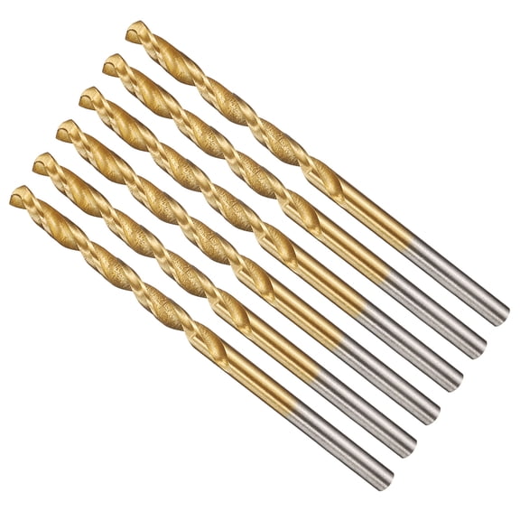 Uxcell Drill Bit (1/16") 6Pcs, 4241 High-Speed Steel Straight Shank Titanium Nitride (TiN) Coated 118° for Wood Plastic Iron Copper Aluminum Low Soft Metal