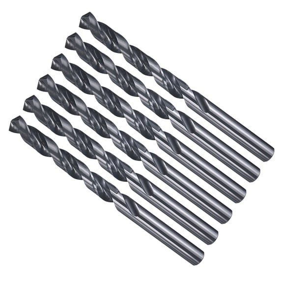 Uxcell Drill Bit (1/2")12.7mm 6Pcs, 4241 High-Speed Steel Straight Shank Nitriding Black 118° for Wood Plastic Iron Copper Aluminum Low Soft Metal