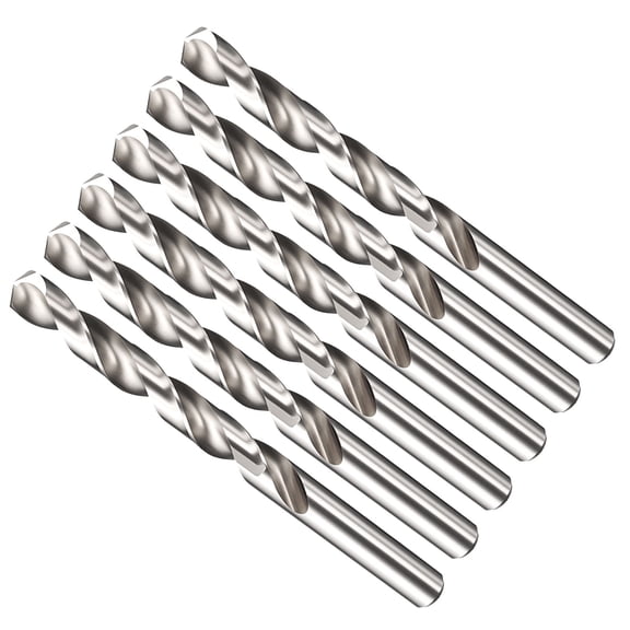 Uxcell Drill Bit (12mm) 6Pcs, 4241 High-Speed Steel Straight Shank Uncoated (Bright) 118° for Wood Plastic Iron Copper Aluminum Low Soft Metal