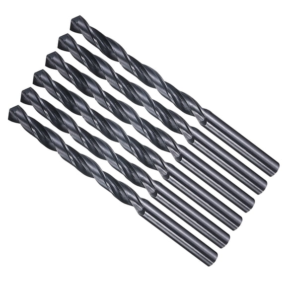 Uxcell Drill Bit (9/32")7.144mm 6Pcs, 4241 High-Speed Steel Straight Shank Nitriding Black 118° for Wood Plastic Iron Copper Aluminum Low Soft Metal