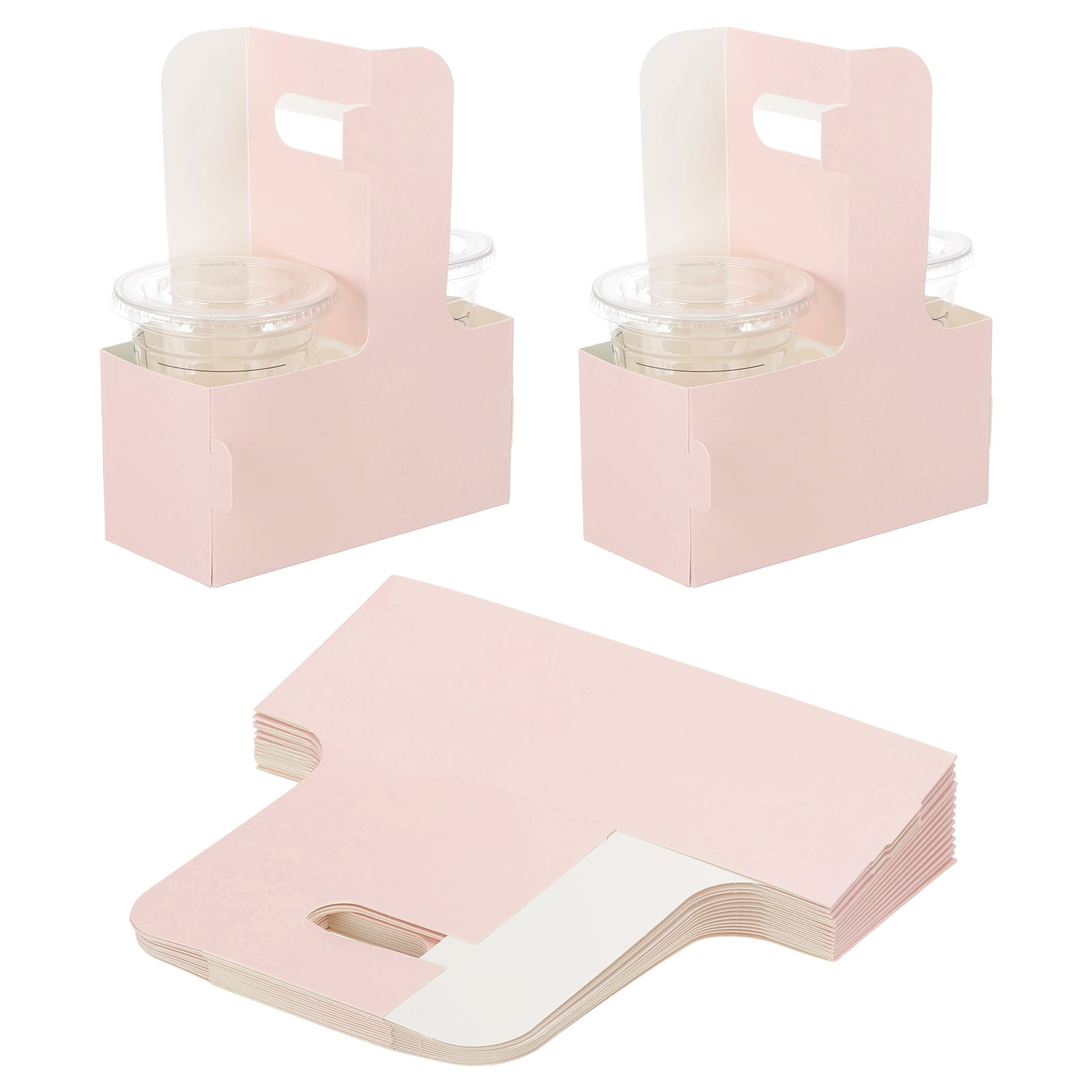 MotiMind 30 Pcs 4 Cup Drink Carrier With Handle Red And Pink Kraft