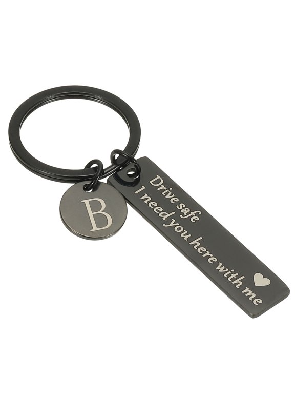 Drive Safe Keychain, 1 Set Letter B Keychain I Need You Here with Me Custom Keychain with Gift Box