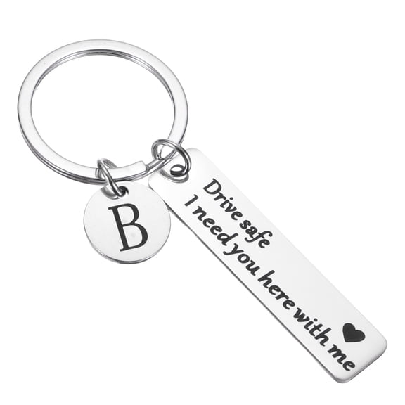 Uxcell Drive Safe Keychain, 1 Set Letter B Keychain I Need You Here with Me, Silver