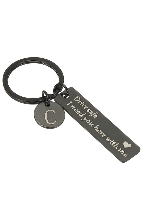 Drive Safe Keychain, 1 Set Letter C Keychain I Need You Here with Me Custom Keychain with Gift Box
