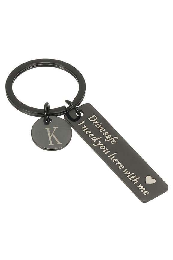 Drive Safe Keychain, 1 Set Letter K Keychain I Need You Here with Me Custom Keychain with Gift Box