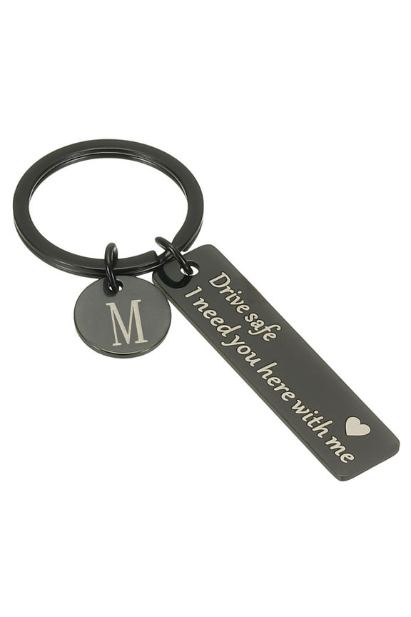 Drive Safe Keychain, 1 Set Letter M Keychain I Need You Here with Me Custom Keychain with Gift Box