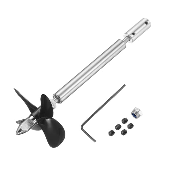 Uxcell Drive Shaft Four Propeller and Coupling Joint for RC Boat Coupler Assemble Kit, L12.5cm Shaft, L8cm Sleeve, D5.5cm Four Propeller, Fit for 6mm Motor Shaft