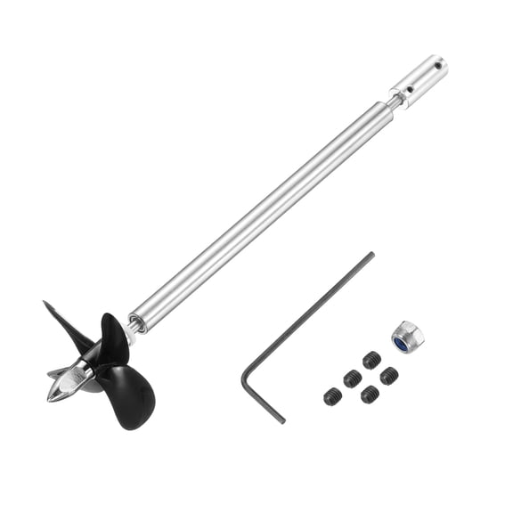 Uxcell Drive Shaft Four Propeller and Coupling Joint for RC Boat Coupler Assemble Kit, L19.5cm Shaft, L15cm Sleeve, D5.5cm Four Propeller, Fit for 5mm Motor Shaft