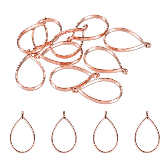 Uxcell Drop Shape Alloy Open Back Bezel Pendants DIY Hollow Frame, Rose Gold 50 Pack