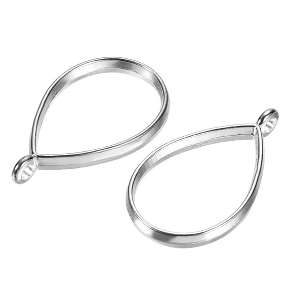 Uxcell Drop Shape Hollow Resin Pendants Frames for DIY Crafts Silver Tone 50 Pack