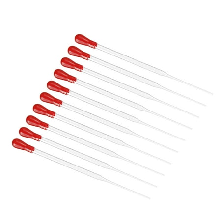 Uxcell Dropper Pipettes, 10pcs 7.87" Length Reusable Glass Pipette with Rubber Cap for Transfer Liquid, Clear