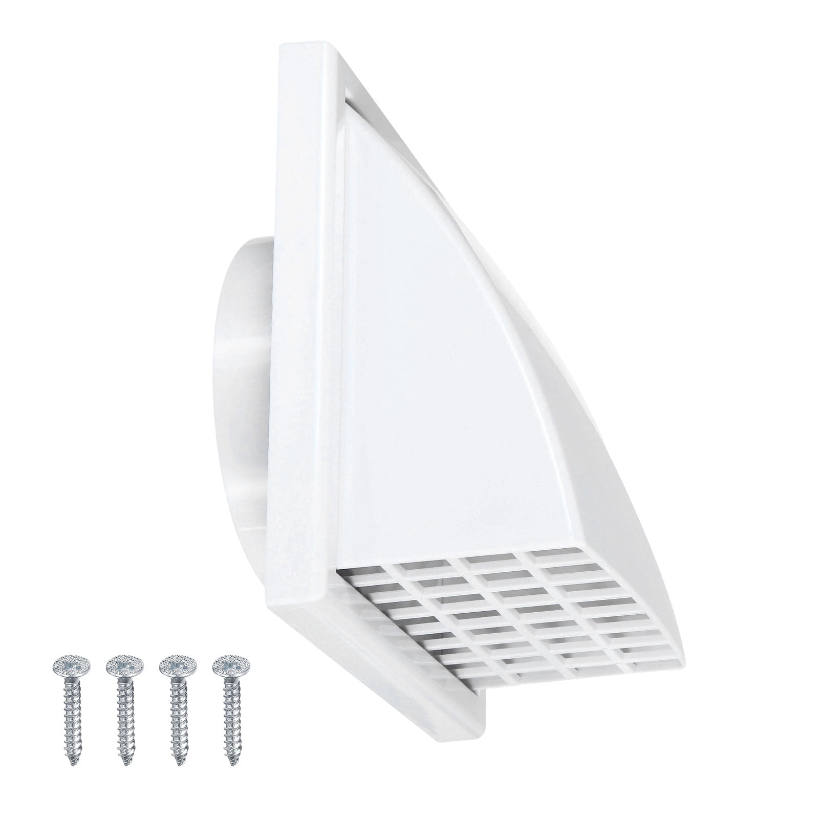 Uxcell Dryer Vent Cover  (4" OD)  - Exterior Wall Air Vent Covers ABS Plastic Weatherproof Protection Hood with Backdraft Damper for Kitchen/Bathroom/Garage/Outdoor, White