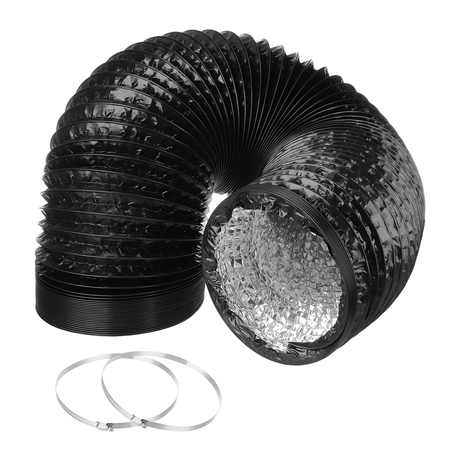 Uxcell Dryer Vent Hose 0.8 inch 8 Ft Air Ducting for Heating Cooling Ventilation and Exhaust with 2 Clamps, Black