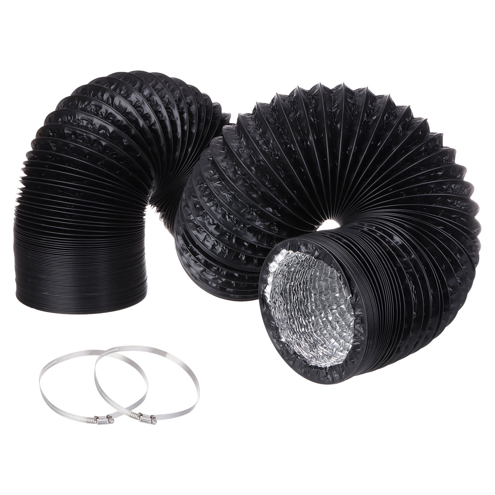 Uxcell Dryer Vent Hose 6 inch 16 Ft Air Ducting for Heating Cooling Ventilation and Exhaust with 2 Clamps, Black