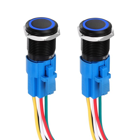 Uxcell Durable Push Button Switch Flat Button for Car, Boat, and Plane Systems Applications Blue