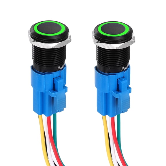 Uxcell Durable Push Button Switch Flat Button for Car, Boat, and Plane Systems Applications Green