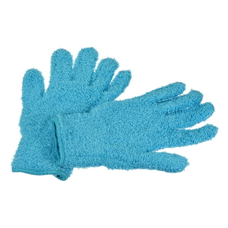 Uxcell Dusting Cleaning Gloves Microfiber Mittens, Blue 1 Pair
