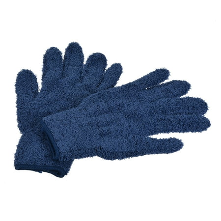 Uxcell Dusting Cleaning Gloves Microfiber Mittens, Dark Blue 3 Pairs