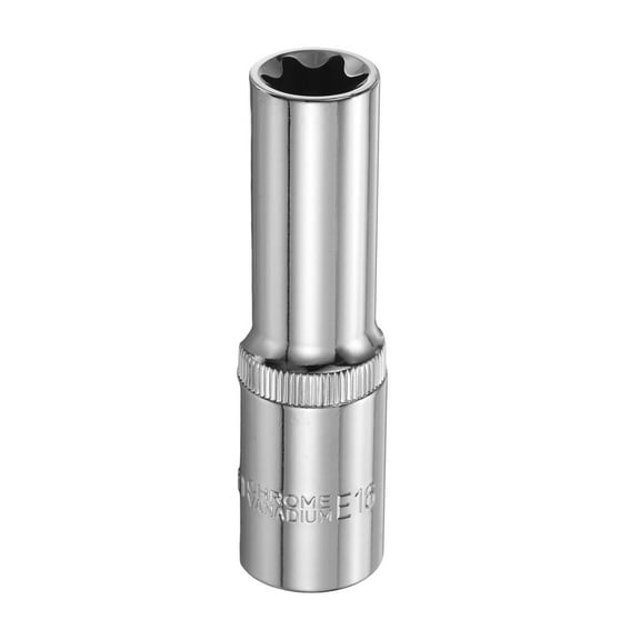 Uxcell E-Torx Socket 1/2" Drive E16 Star 3.1" Length 6 Point Spline Socket