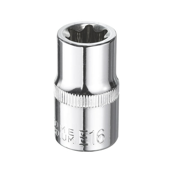Uxcell E-Torx Socket 1/2" Drive E16 Star Socket 1.5" Length 6 Point Spline Sleeve