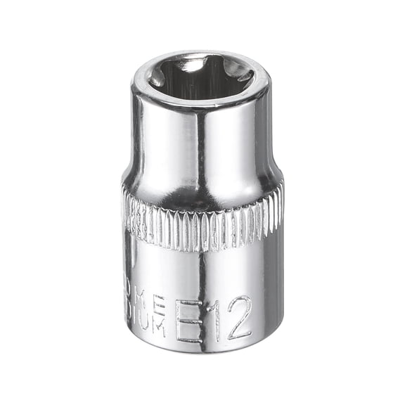 Uxcell E-Torx Socket 3/8" Drive E12 Star Socket 1.1" Length 6 Point Spline Sleeve
