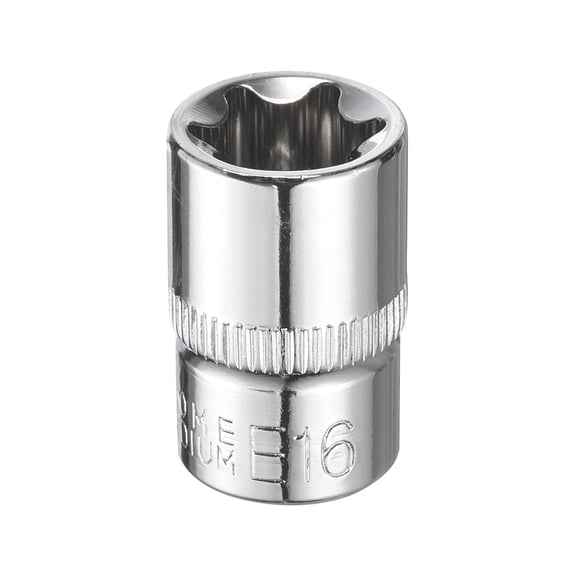 Uxcell E-Torx Socket 3/8" Drive E16 Star Socket 1.1" Length 6 Point Spline Sleeve