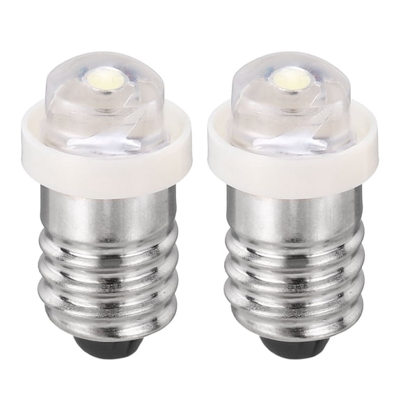 Uxcell E10 Screw Base LED Bulb, 2pcs DC 12V Mini Flashlight Replacement Bulbs Miniature Screw Lamps LED Indicator for Home Experiment Circuit Electrical, White Light, 11.5x22.5mm