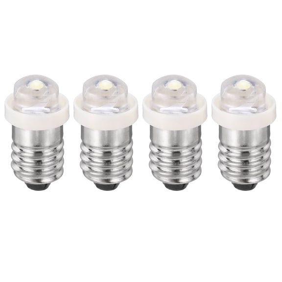 Uxcell E10 Screw Base LED Bulb, 4pcs DC 24V Mini Flashlight Replacement Bulbs Miniature Screw Lamps LED Indicator for Home Experiment Circuit Electrical, White Light, 11.5x22.5mm