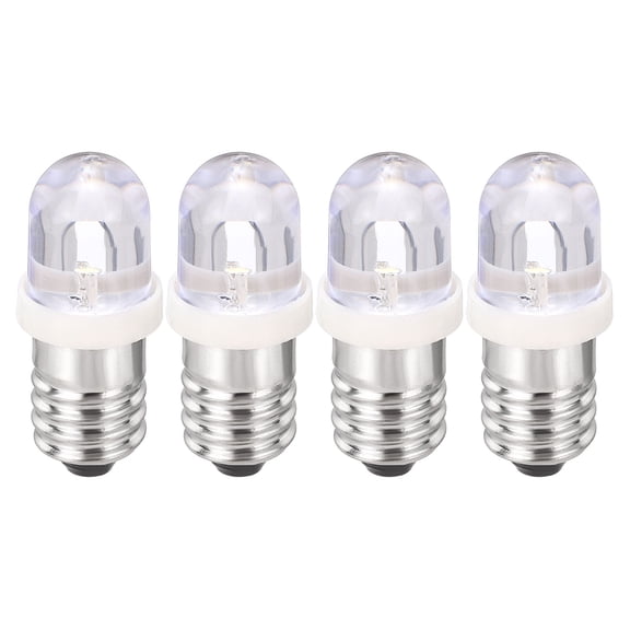 Uxcell E10 Screw Base LED Bulb, 4pcs DC 3V Mini Flashlight Replacement Bulbs Miniature Screw Lamps LED Indicator for Home Experiment Circuit Electrical, Warm White Light, 11.5x28mm