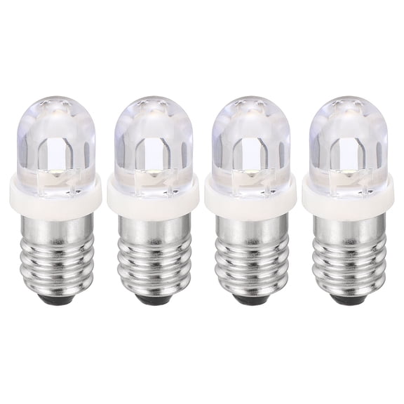 Uxcell E10 Screw Base LED Bulb, 4pcs DC 8-9V Mini Flashlight Replacement Bulbs Miniature Screw Lamps LED Indicator for Home Experiment Circuit Electrical, White Light, 11.5x28mm