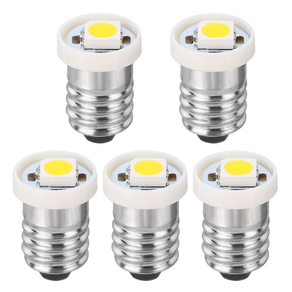 Uxcell E10 Screw Base LED Bulb, 5pcs DC 8-9V Mini Flashlight Replacement Bulbs Miniature Screw Lamps LED Indicator for Home Experiment Circuit Electrical, Warm White Light, 11.5x17.5mm