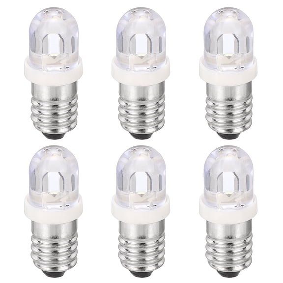 Uxcell E10 Screw Base LED Bulb, 6pcs DC 12V Mini Flashlight Replacement Bulbs Miniature Screw Lamps LED Indicator for Home Experiment Circuit Electrical, White Light, 11.5x28mm