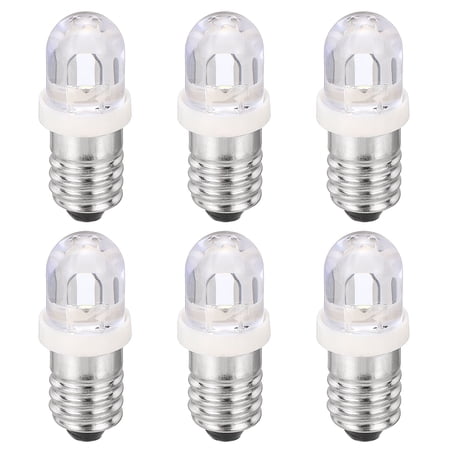 Uxcell E10 Screw Base LED Bulb, 6pcs DC 18V Mini Flashlight Replacement Bulbs Miniature Screw Lamps LED Indicator for Home Experiment Circuit Electrical, White Light, 11.5x28mm
