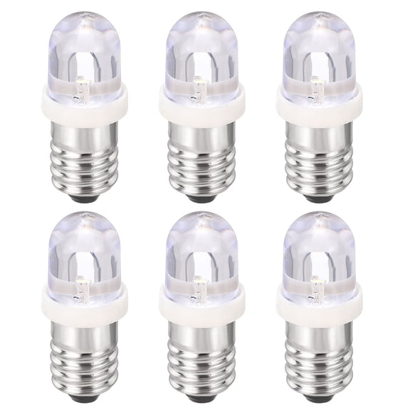 Uxcell E10 Screw Base LED Bulb, 6pcs DC 24V Mini Flashlight Replacement Bulbs Miniature Screw Lamps LED Indicator for Home Experiment Circuit Electrical, Warm White Light, 11.5x28mm