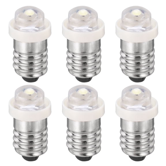 Uxcell E10 Screw Base LED Bulb, 6pcs DC 24V Mini Flashlight Replacement Bulbs Miniature Screw Lamps LED Indicator for Home Experiment Circuit Electrical, White Light, 11.5x22.5mm