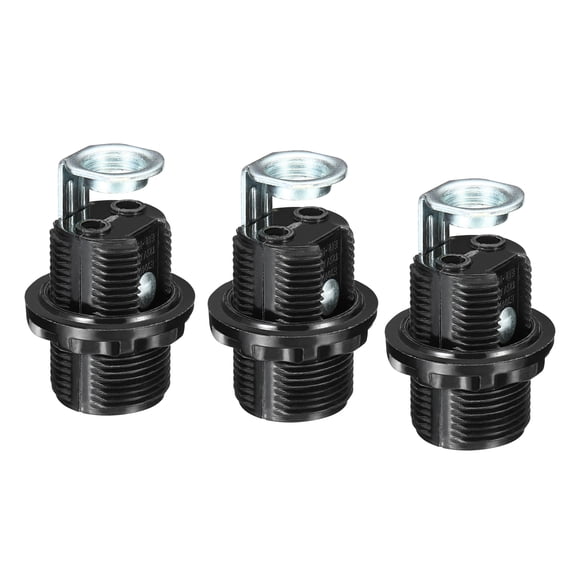 Uxcell E12 Bulb Holder Light Socket, 3 Pack Screw Fully Thread LED Bulb Lamp Holder for Pendant Lights, Black